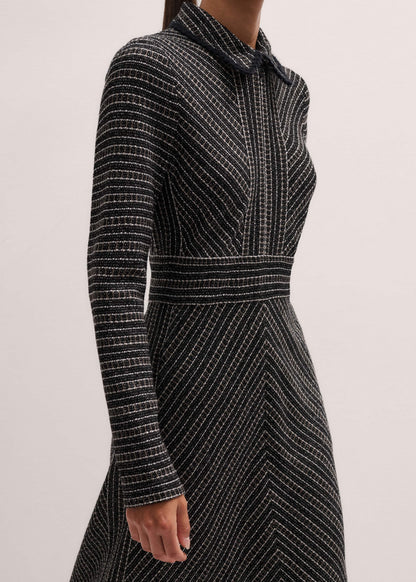 Black Stripe Tweed Midi Dress | ME+EM Clothing