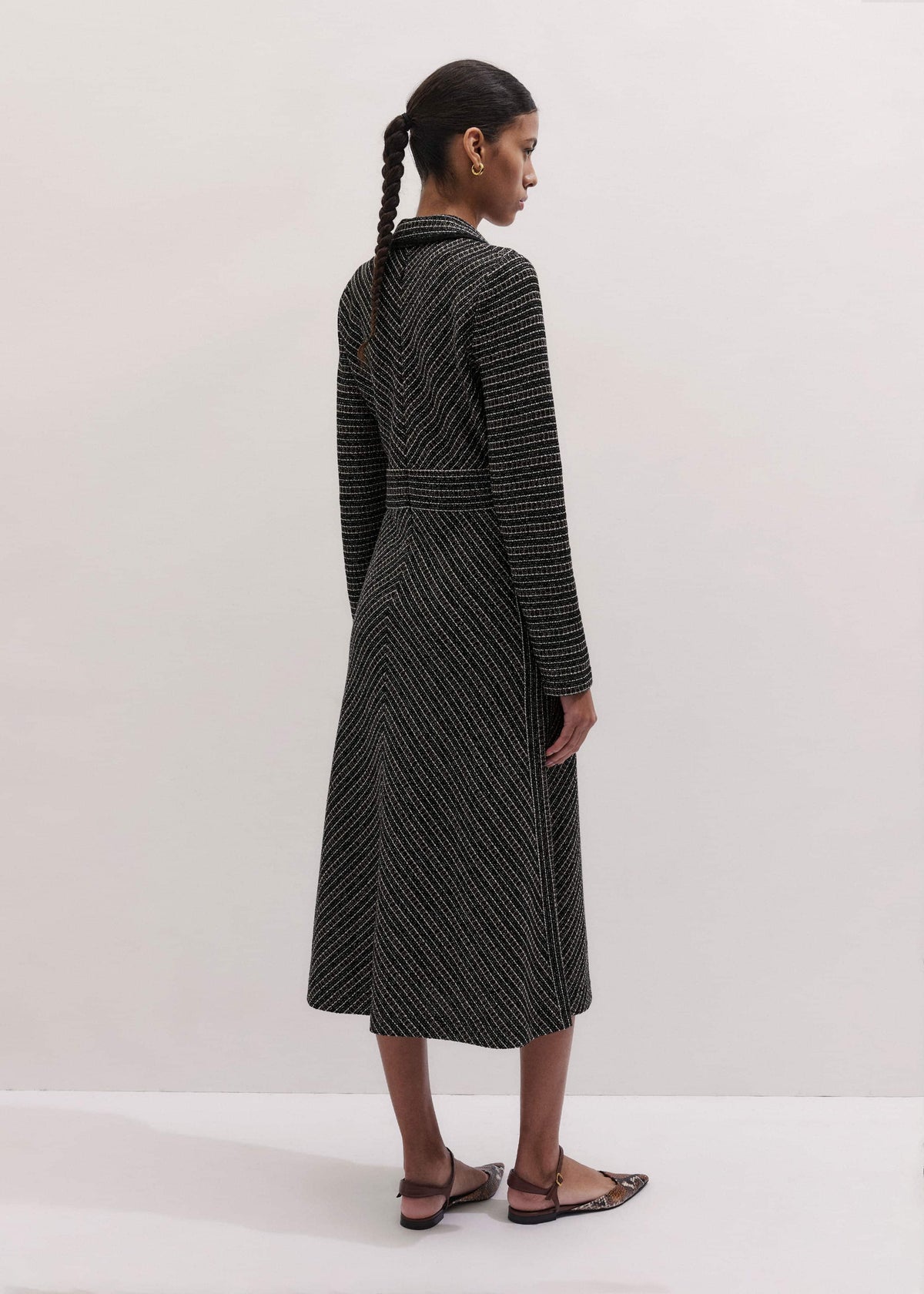 Black Stripe Tweed Midi Dress | ME+EM Clothing