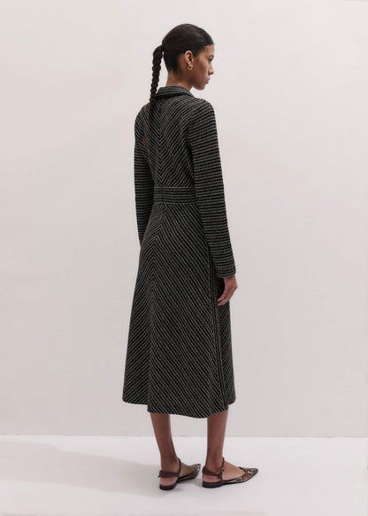 Black Stripe Tweed Midi Dress | ME+EM Clothing