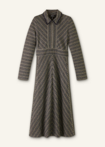 Black Stripe Tweed Midi Dress | ME+EM Clothing