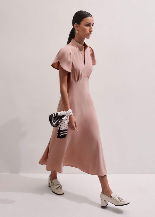 Smoke Pink Contrast Stitch Midi Dress | ME+EM Clothing