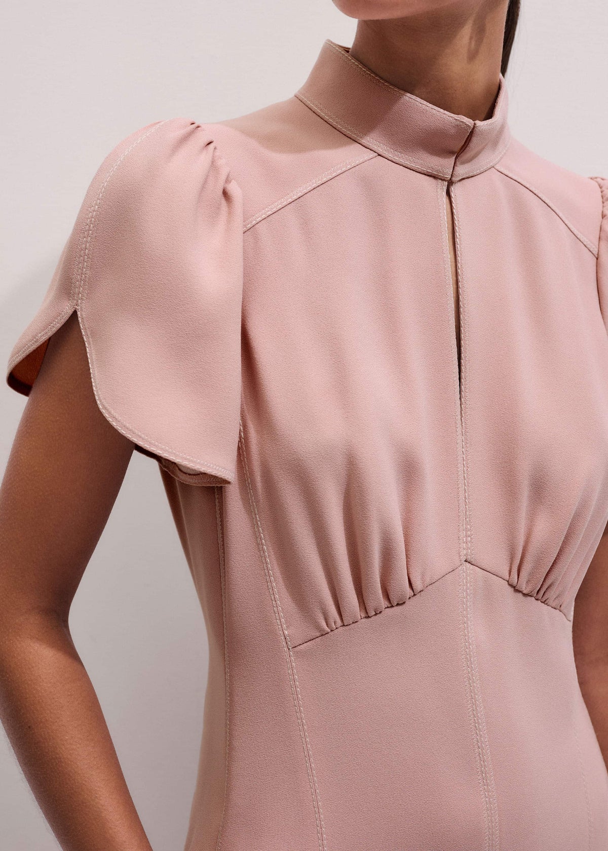 Smoke Pink Contrast Stitch Midi Dress | ME+EM Clothing