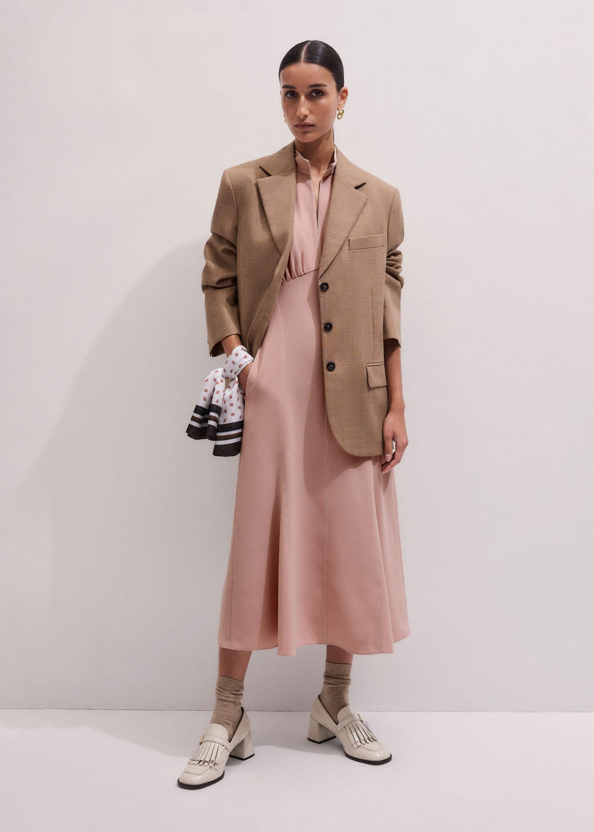 Smoke Pink Contrast Stitch Midi Dress | ME+EM Clothing