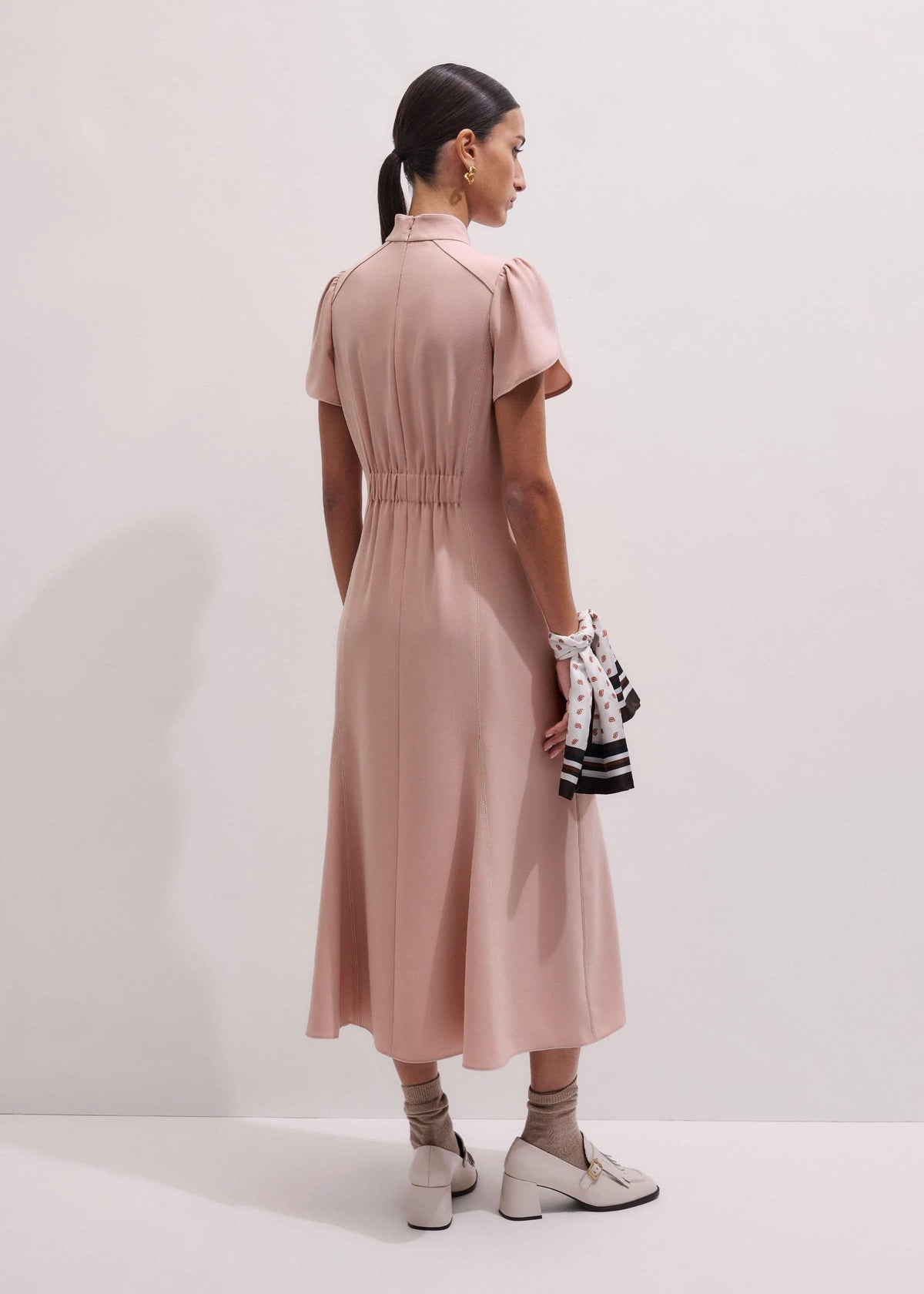Smoke Pink Contrast Stitch Midi Dress | ME+EM Clothing