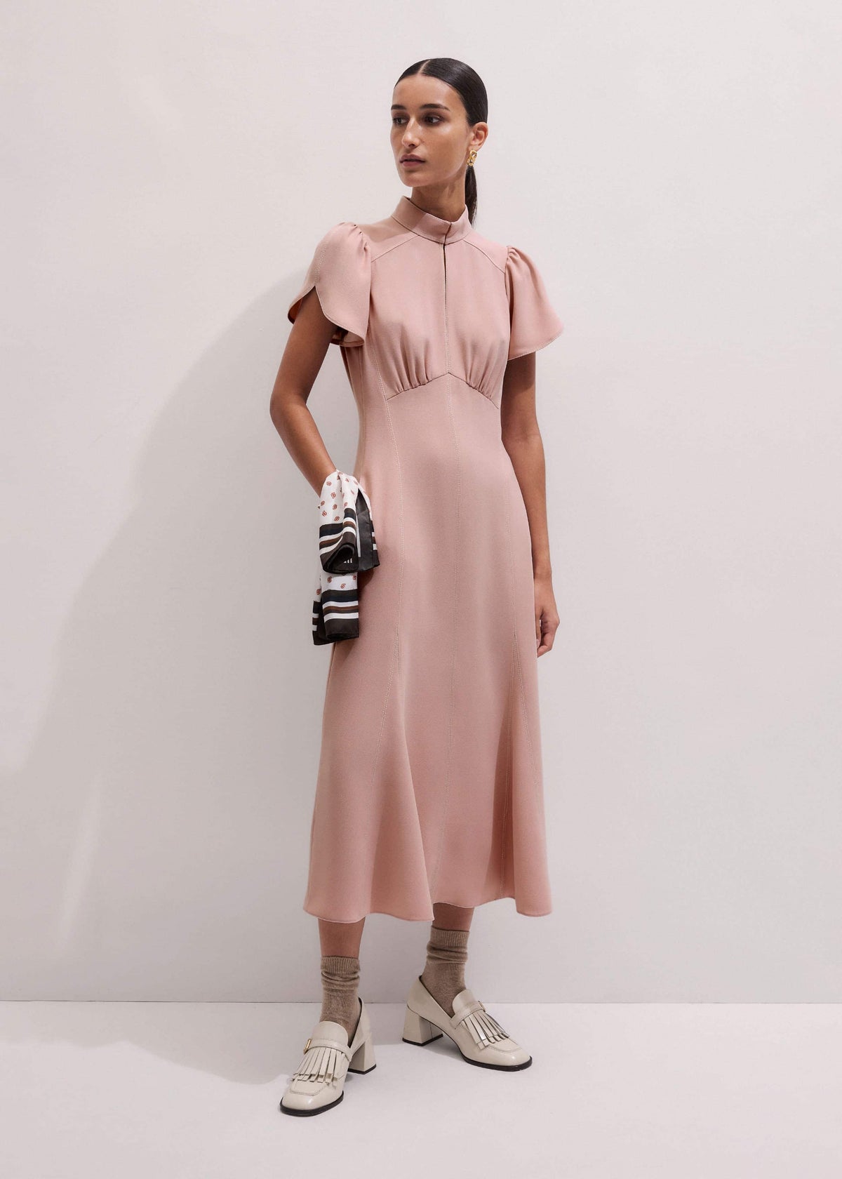 Smoke Pink Contrast Stitch Midi Dress | ME+EM Clothing