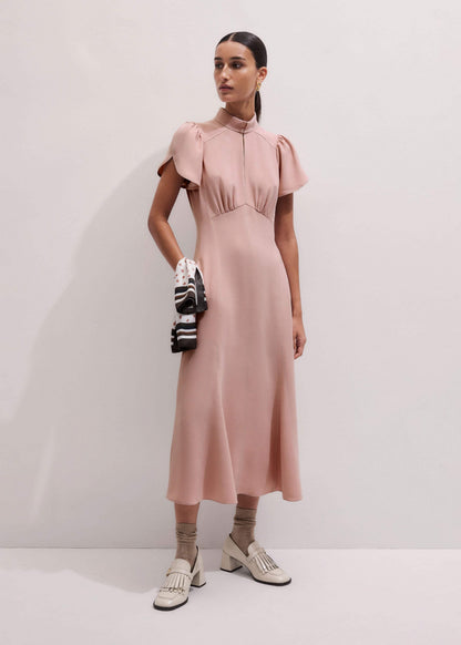 Smoke Pink Contrast Stitch Midi Dress | ME+EM Clothing