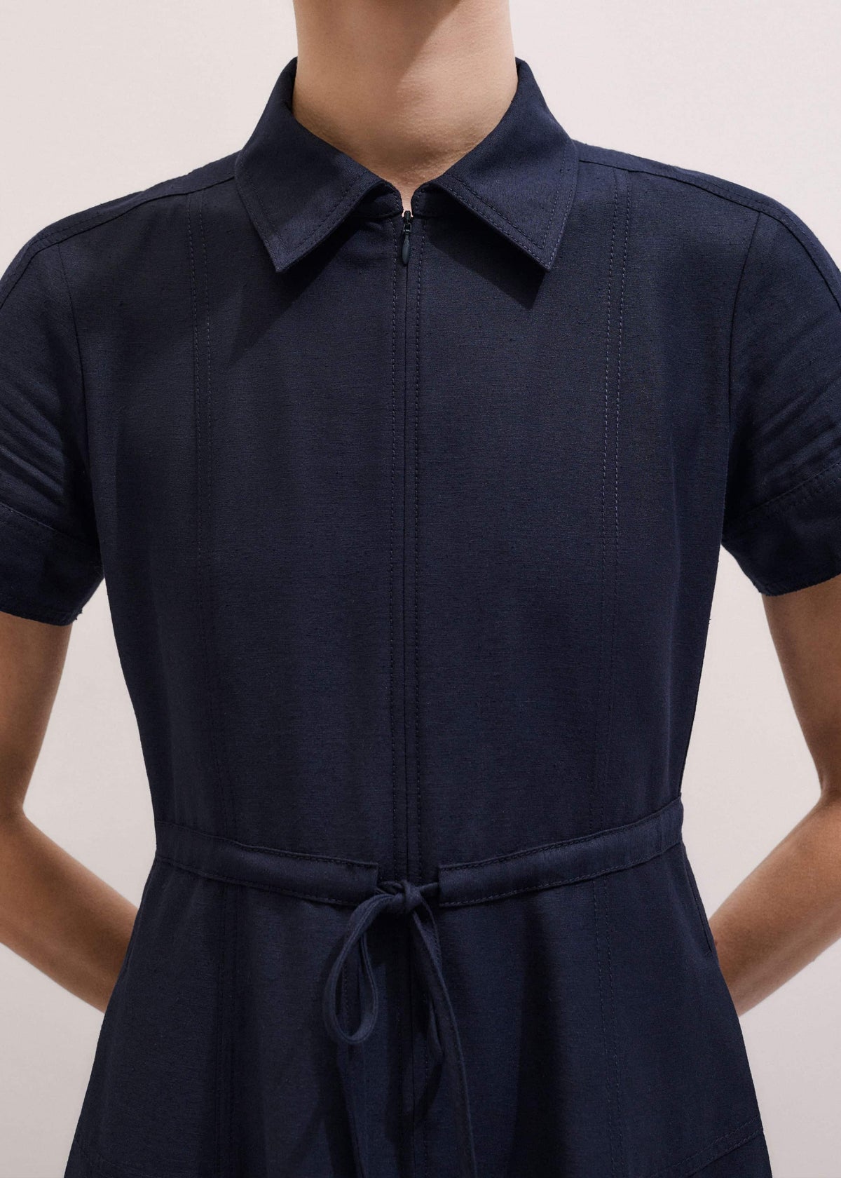Navy Fit + Flare Shirt Midi Dress | ME+EM Clothing
