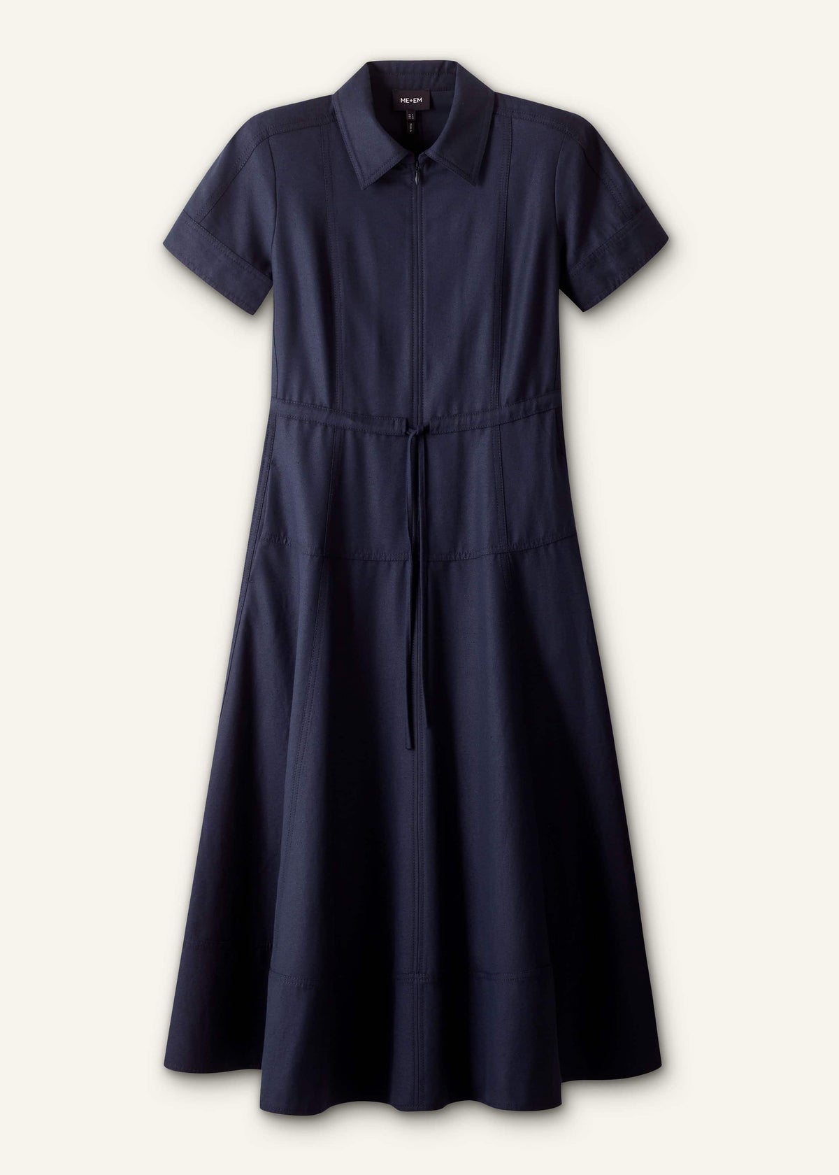 Navy Fit + Flare Shirt Midi Dress | ME+EM Clothing