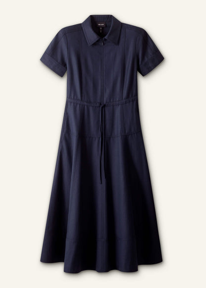 Navy Fit + Flare Shirt Midi Dress | ME+EM Clothing