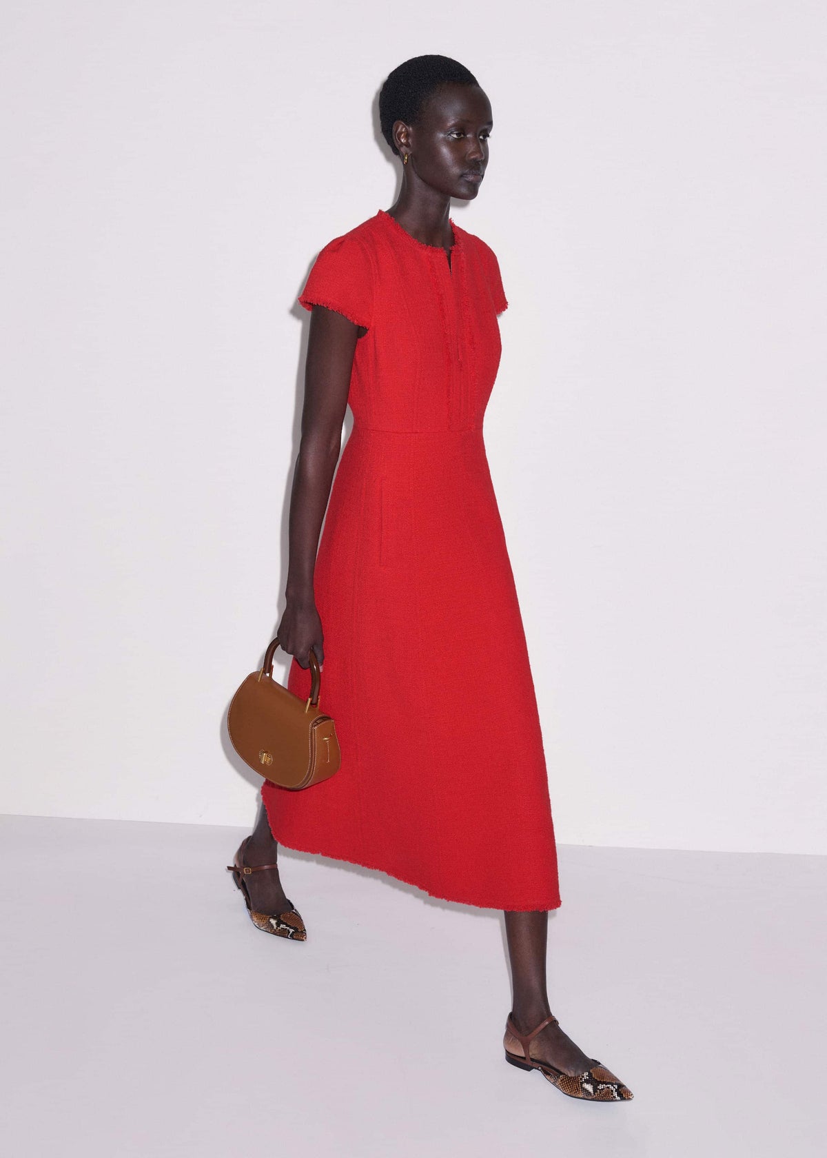 Red Fringe Detail Fit + Flare Midi Dress | ME+EM Clothing