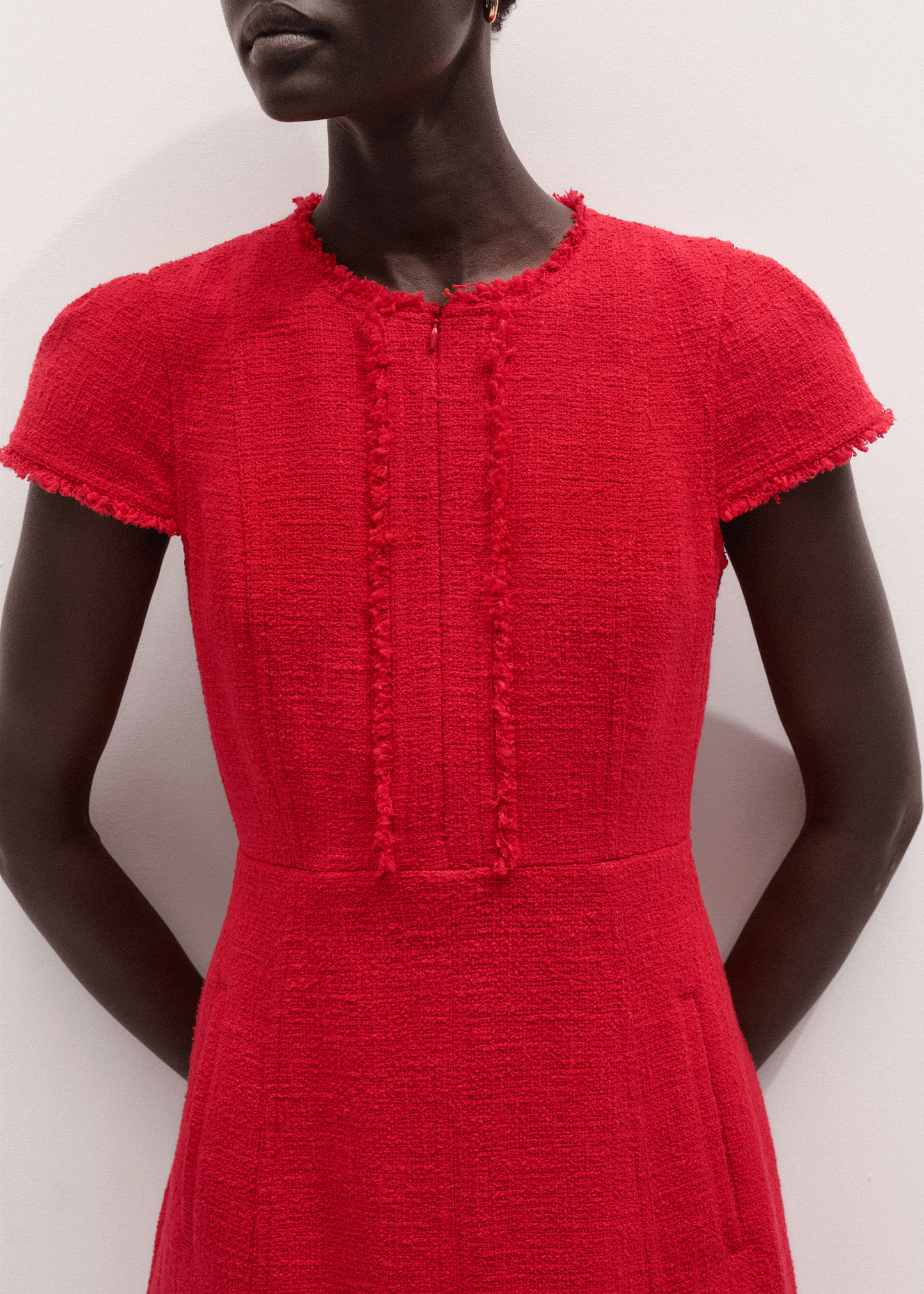 Red Fringe Detail Fit + Flare Midi Dress | ME+EM Clothing