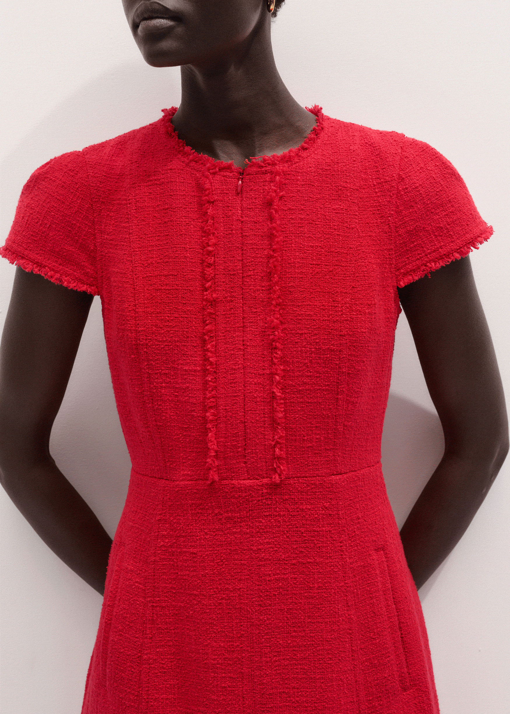 Red Fringe Detail Fit + Flare Midi Dress | ME+EM Clothing