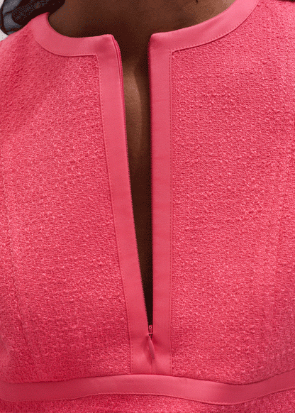 Pink Contrast Binding Fit And Flare Midi Dress | ME+EM Clothing