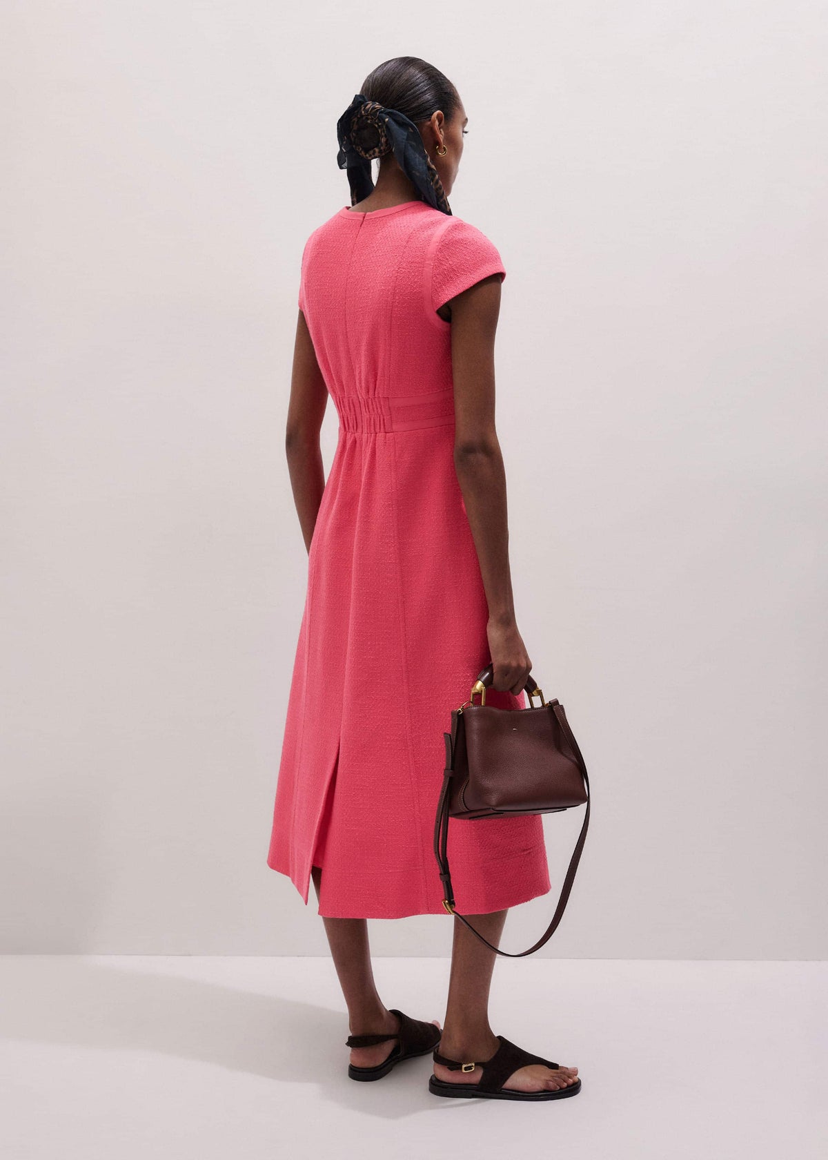 Pink Contrast Binding Fit And Flare Midi Dress | ME+EM Clothing