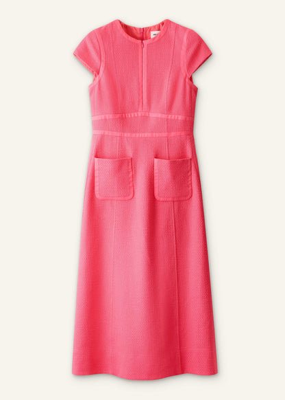Pink Contrast Binding Fit And Flare Midi Dress | ME+EM Clothing