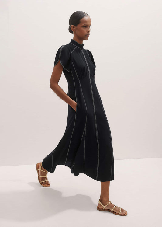 Black Contrast Stitch Midi Dress | ME+EM Clothing
