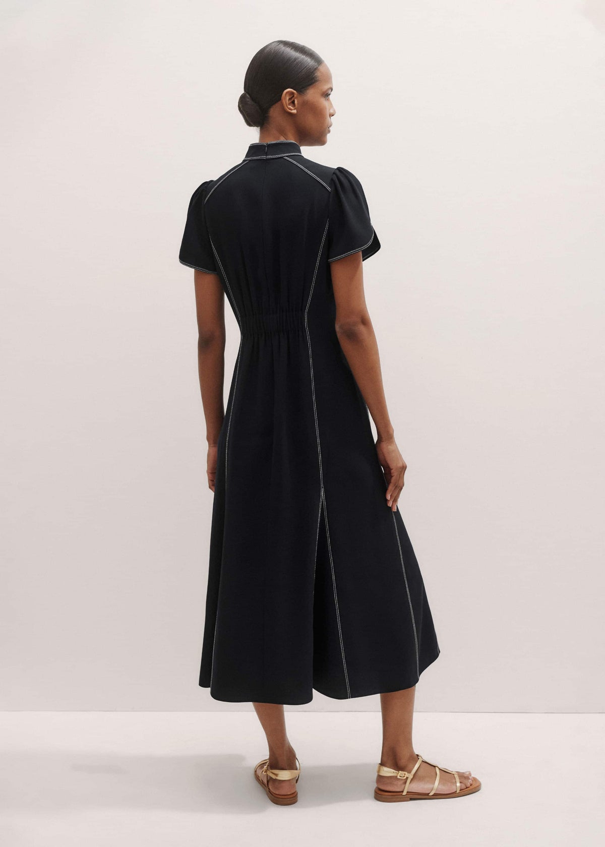 Black Contrast Stitch Midi Dress | ME+EM Clothing