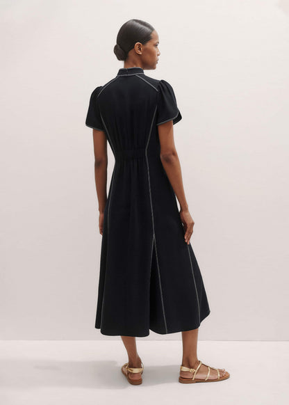 Black Contrast Stitch Midi Dress | ME+EM Clothing