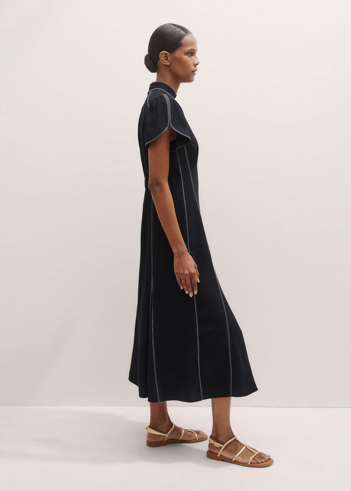 Black Contrast Stitch Midi Dress | ME+EM Clothing