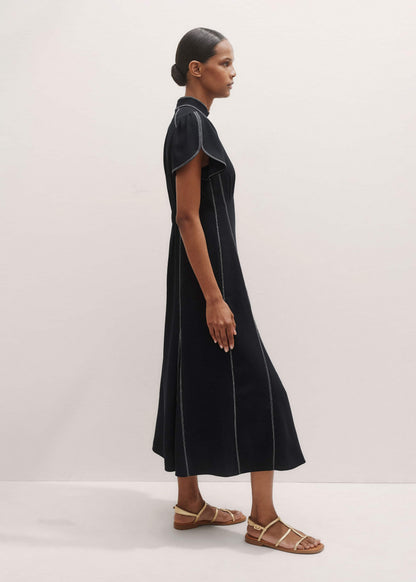 Black Contrast Stitch Midi Dress | ME+EM Clothing