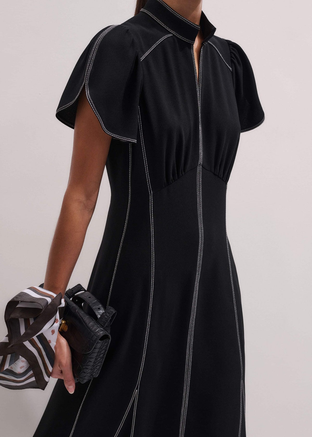 Black Contrast Stitch Midi Dress | ME+EM Clothing
