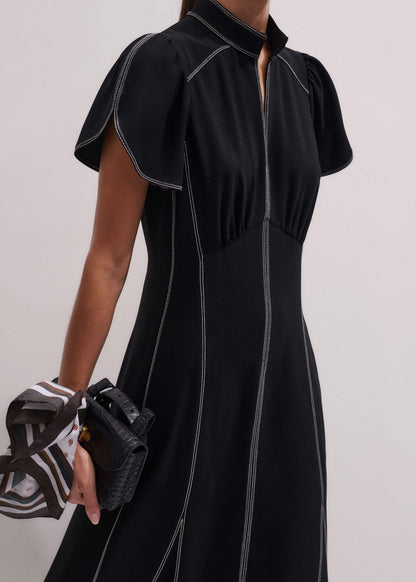 Black Contrast Stitch Midi Dress | ME+EM Clothing
