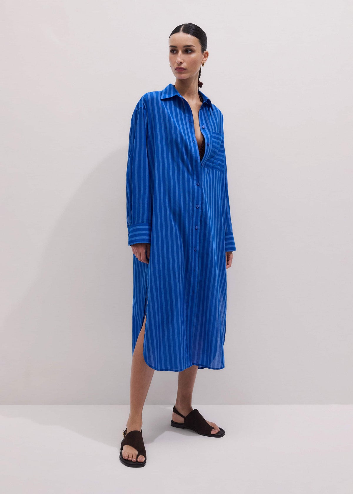 Blue Beach Midi Shirt Dress | ME+EM Clothing