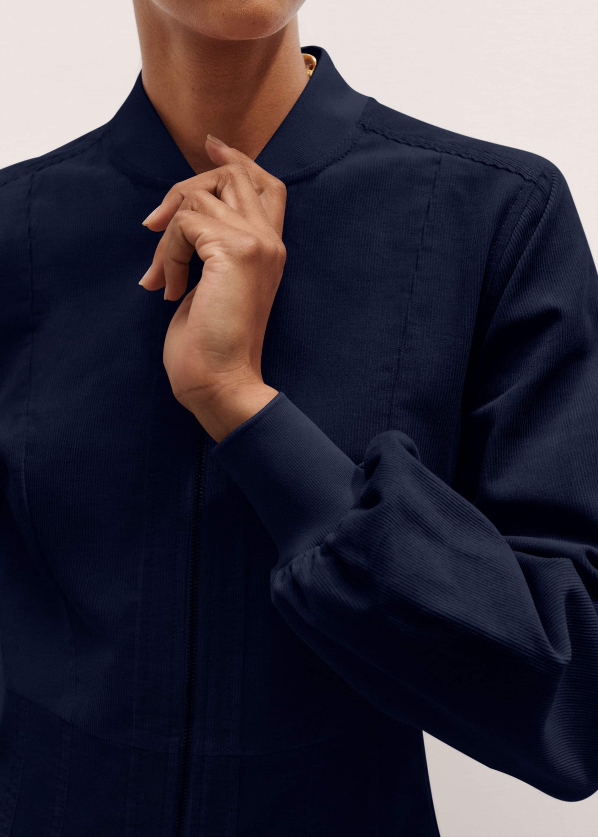 Navy Cotton Cord Pleated Midi Dress | ME+EM Clothing