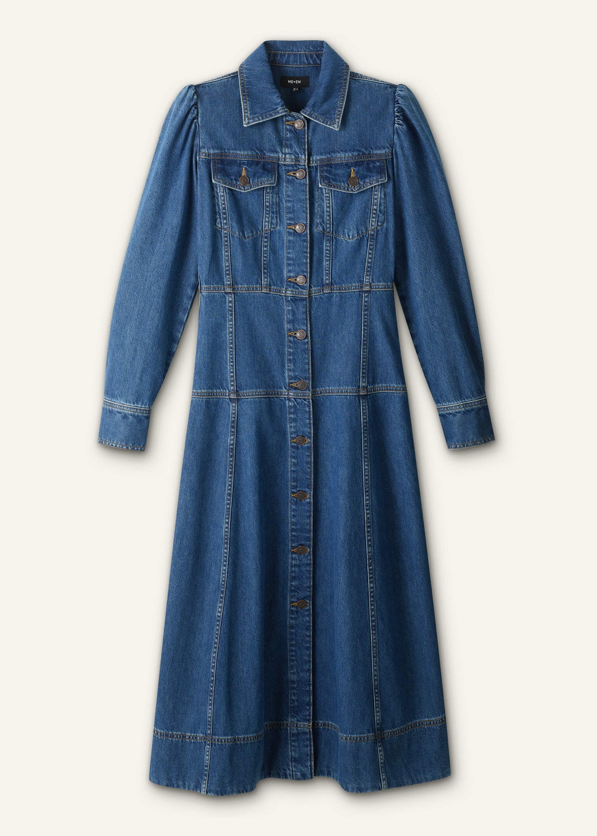 Blue Panelled Fit + Flare Midi Dress | ME+EM Clothing