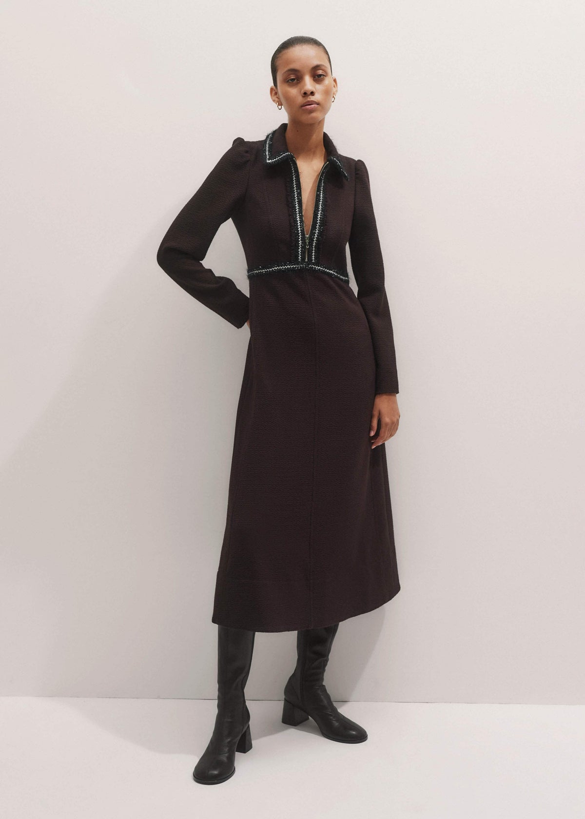 Brown Tweed Midi Dress | ME+EM Clothing
