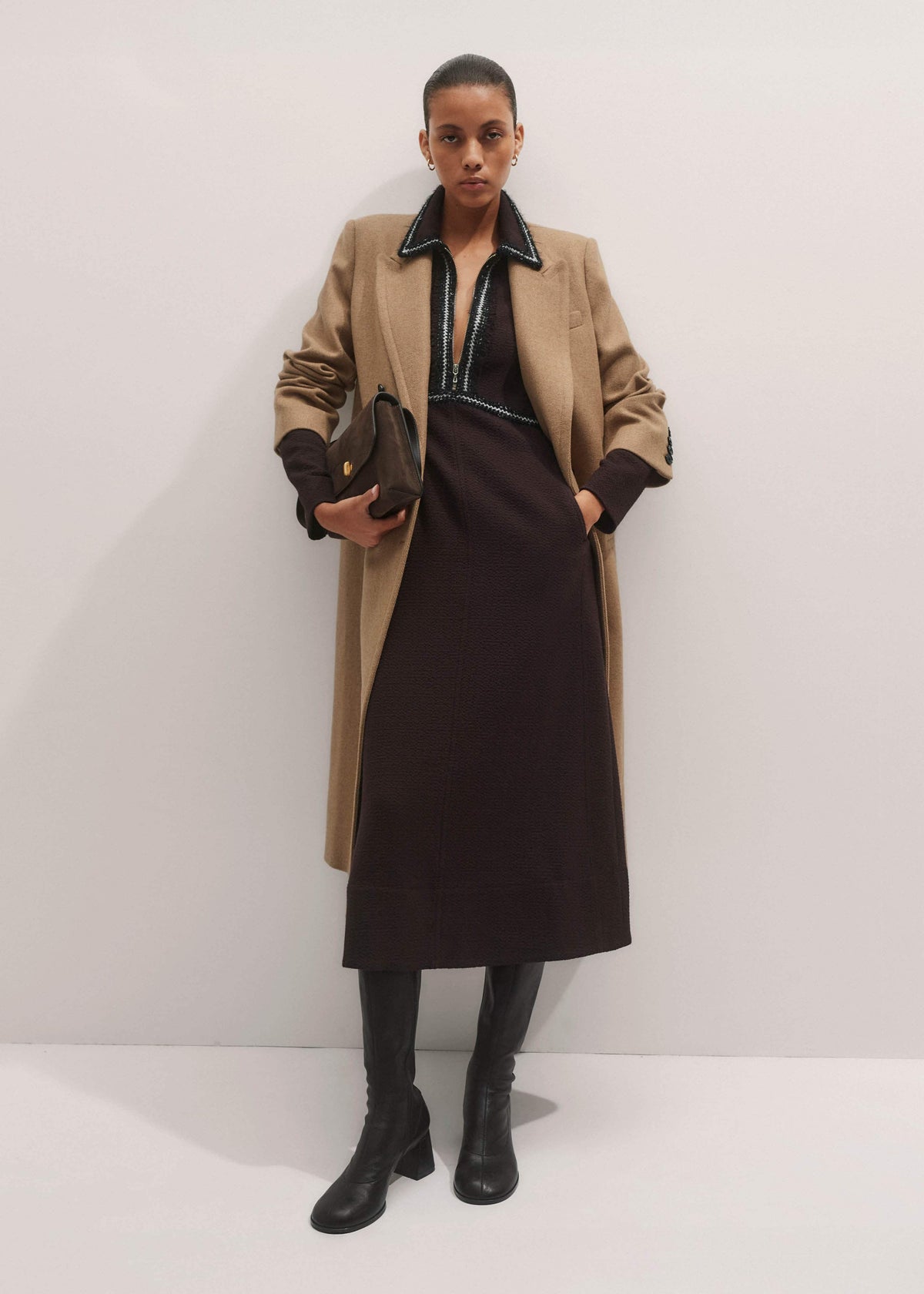 Brown Tweed Midi Dress | ME+EM Clothing