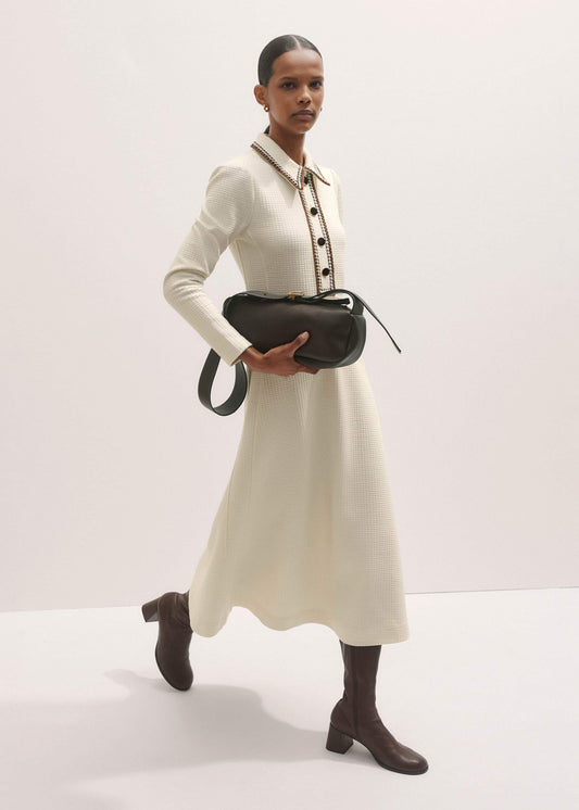 Cream Crochet Trim Fit and Flare Midi Dress | ME+EM Clothing