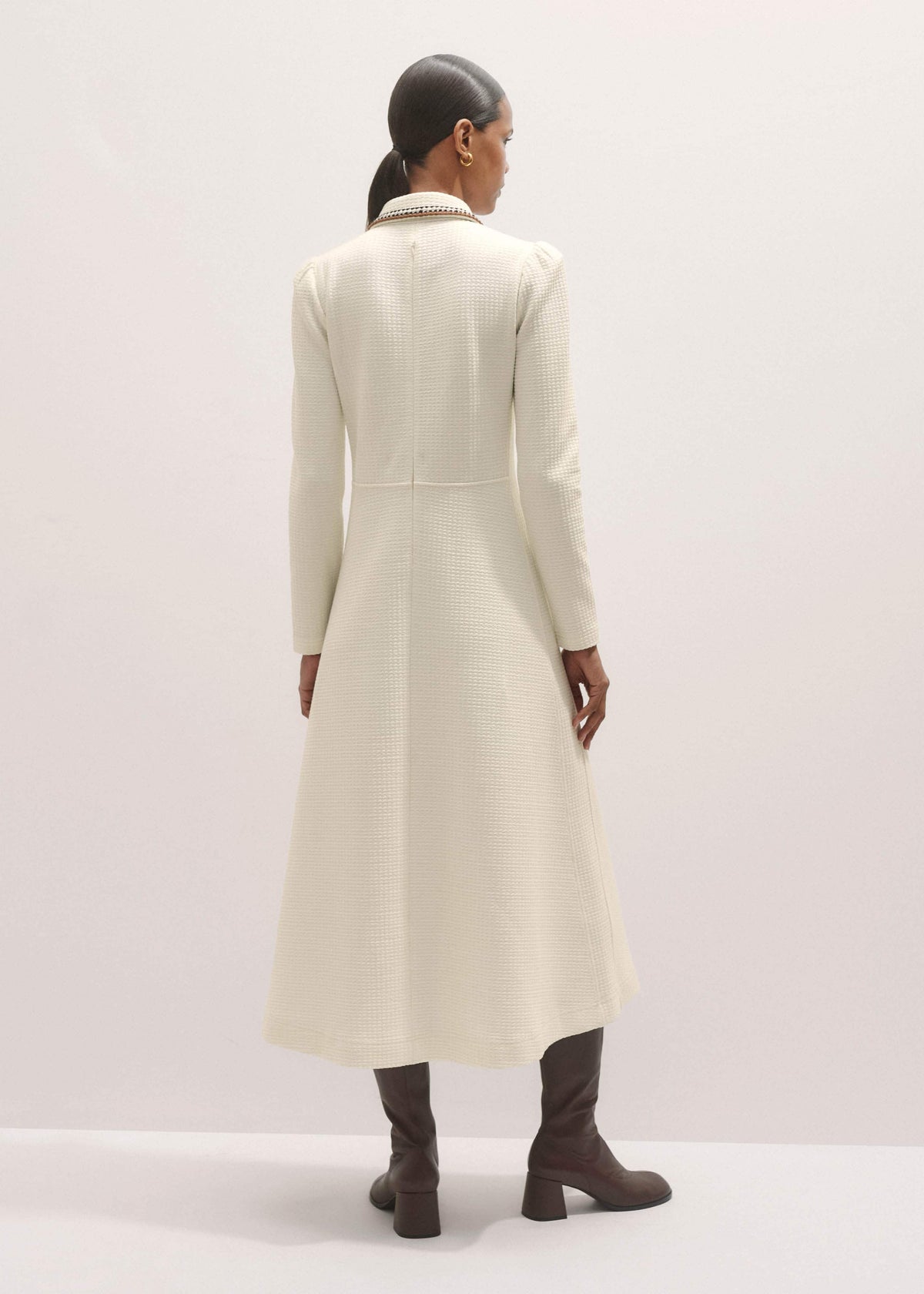 Cream Crochet Trim Fit and Flare Midi Dress | ME+EM Clothing
