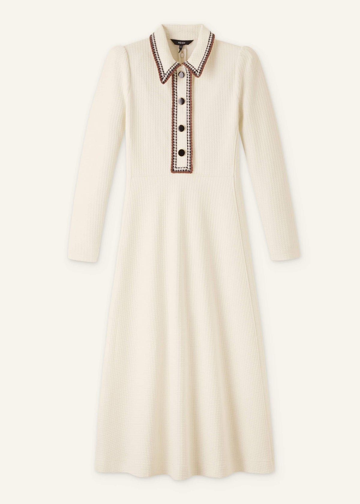 Cream Crochet Trim Fit and Flare Midi Dress | ME+EM Clothing