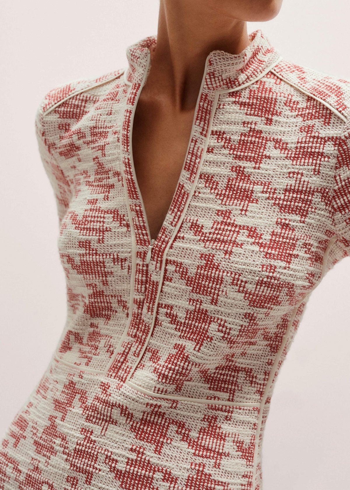Red Exaggerated Houndstooth Midi Dress | ME+EM Clothing