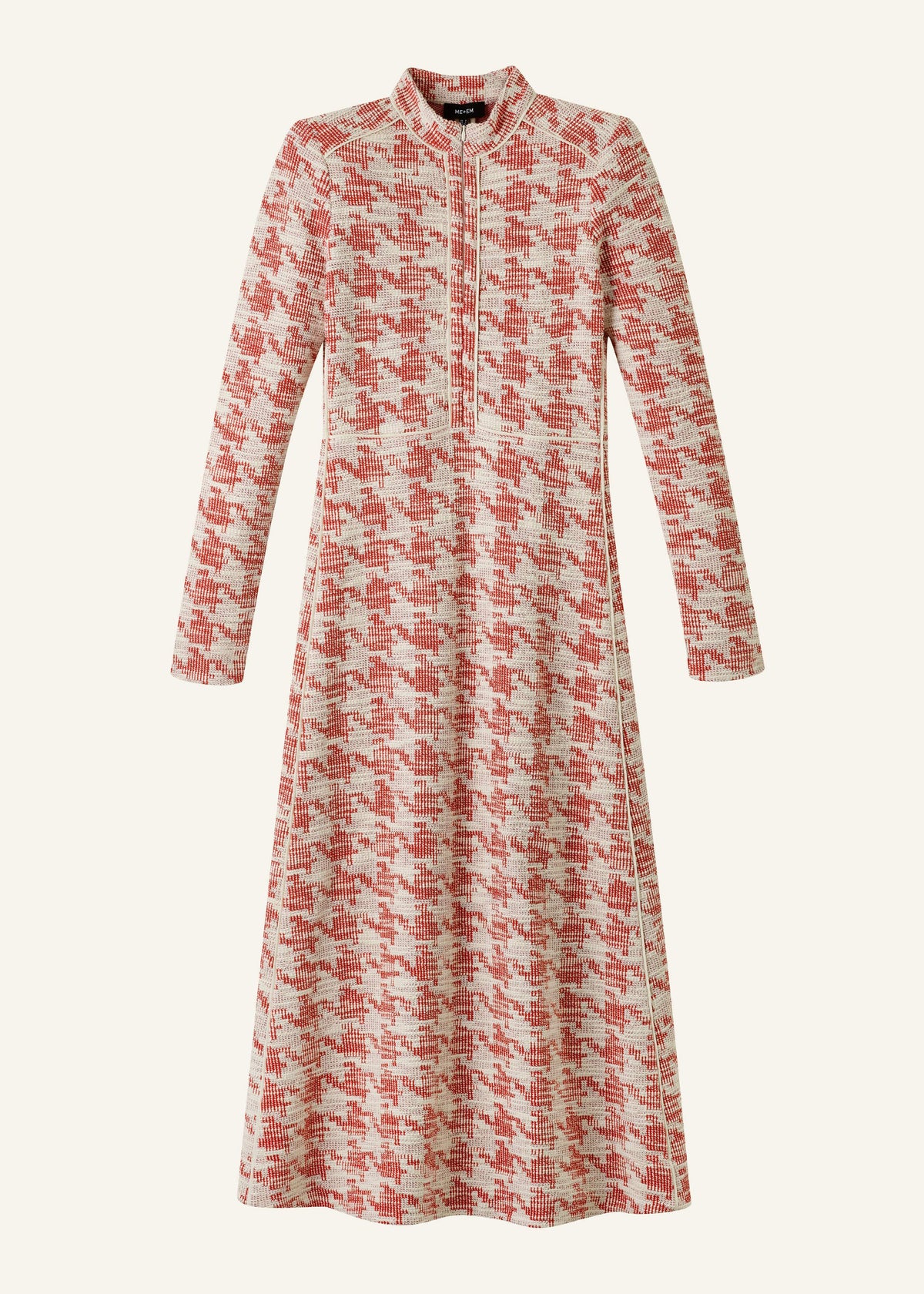 Red Exaggerated Houndstooth Midi Dress | ME+EM Clothing