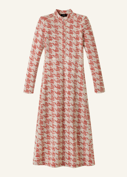 Red Exaggerated Houndstooth Midi Dress | ME+EM Clothing
