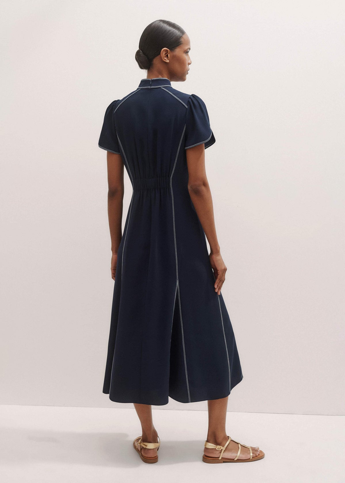 Navy Contrast Stitch Midi Dress | ME+EM Clothing