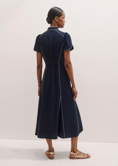 Navy Contrast Stitch Midi Dress | ME+EM Clothing