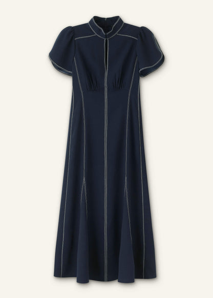 Navy Contrast Stitch Midi Dress | ME+EM Clothing