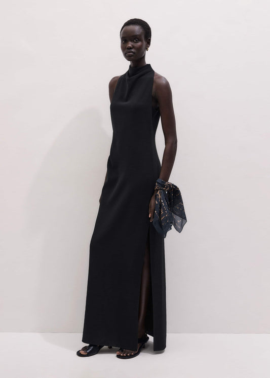 Black Draped Full Length Dress | ME+EM Clothing