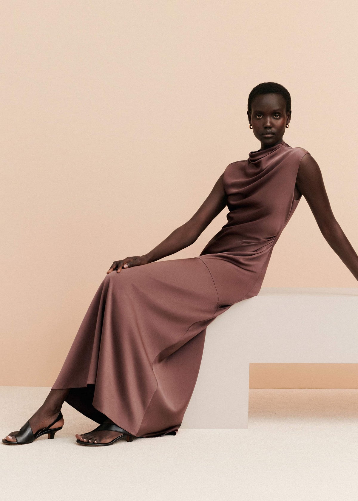 Cinnamon Bias Cut Full Length Dress | ME+EM Clothing