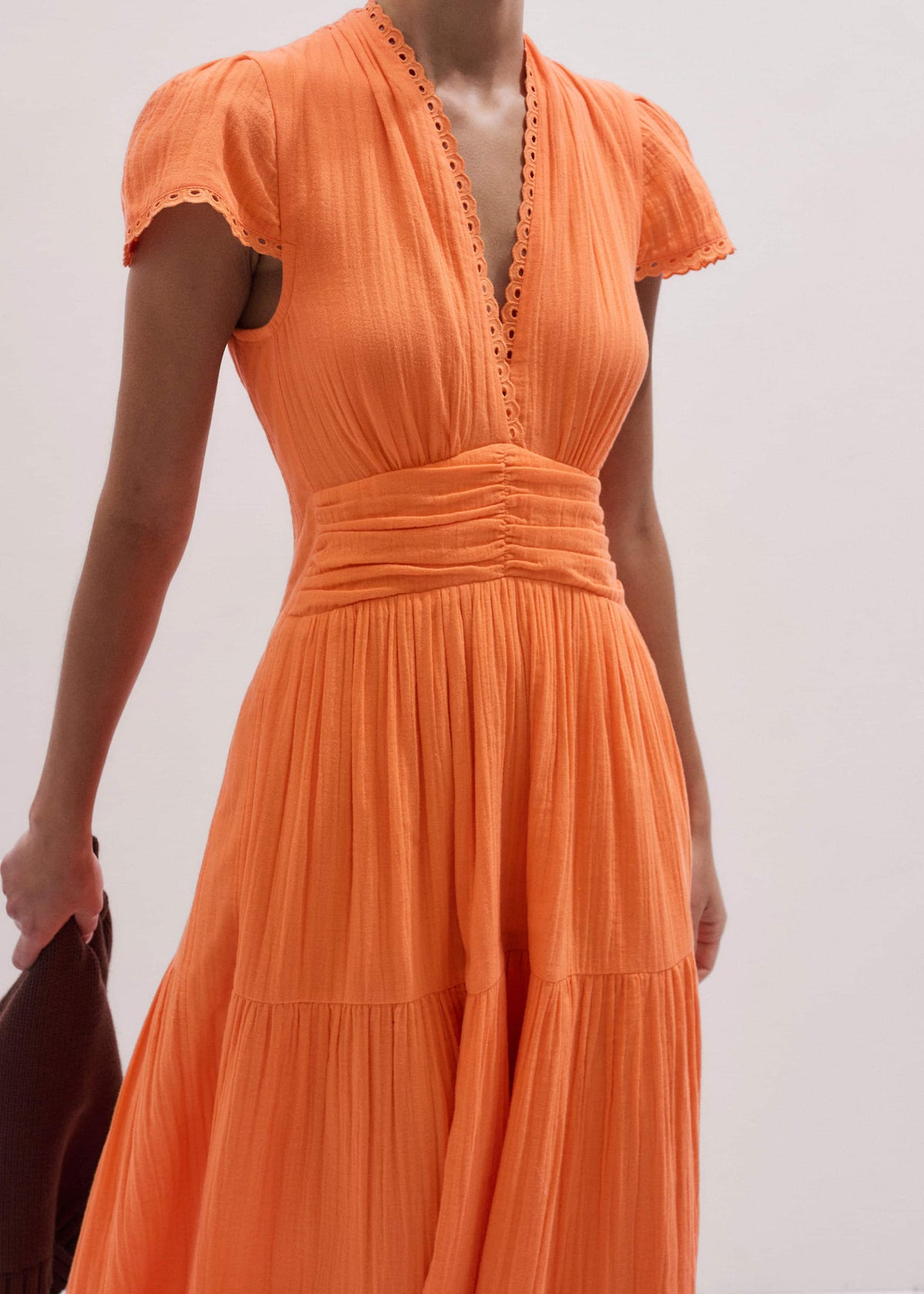 Orange Cheesecloth Fit + Flare Maxi Dress | ME+EM Clothing