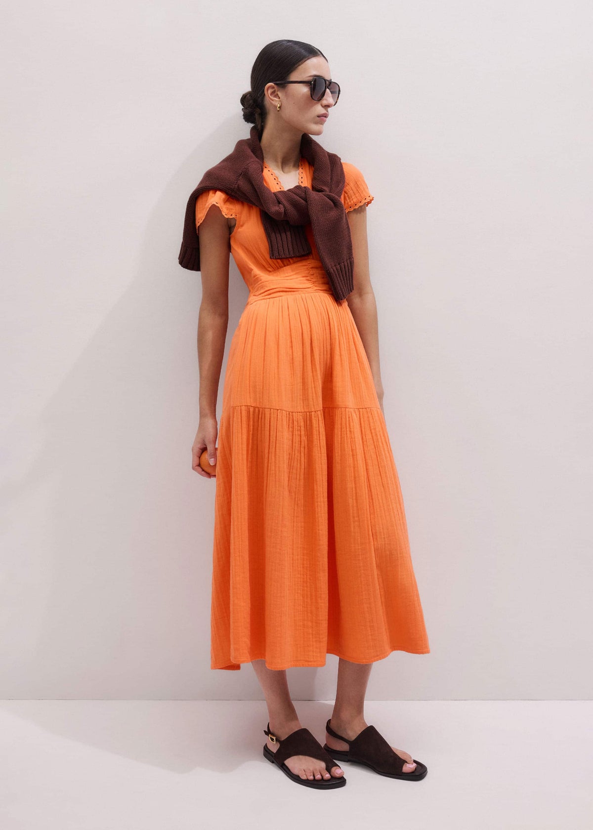 Orange Cheesecloth Fit + Flare Maxi Dress | ME+EM Clothing