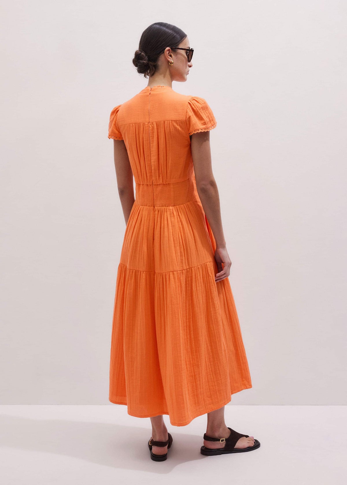 Orange Cheesecloth Fit + Flare Maxi Dress | ME+EM Clothing