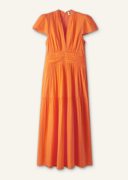 Orange Cheesecloth Fit + Flare Maxi Dress | ME+EM Clothing