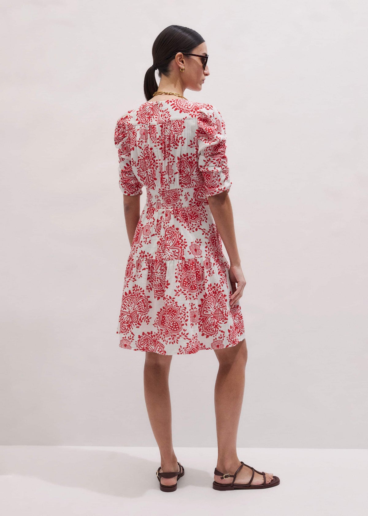 White Cheesecloth Fit + Flare Short Dress | ME+EM Clothing