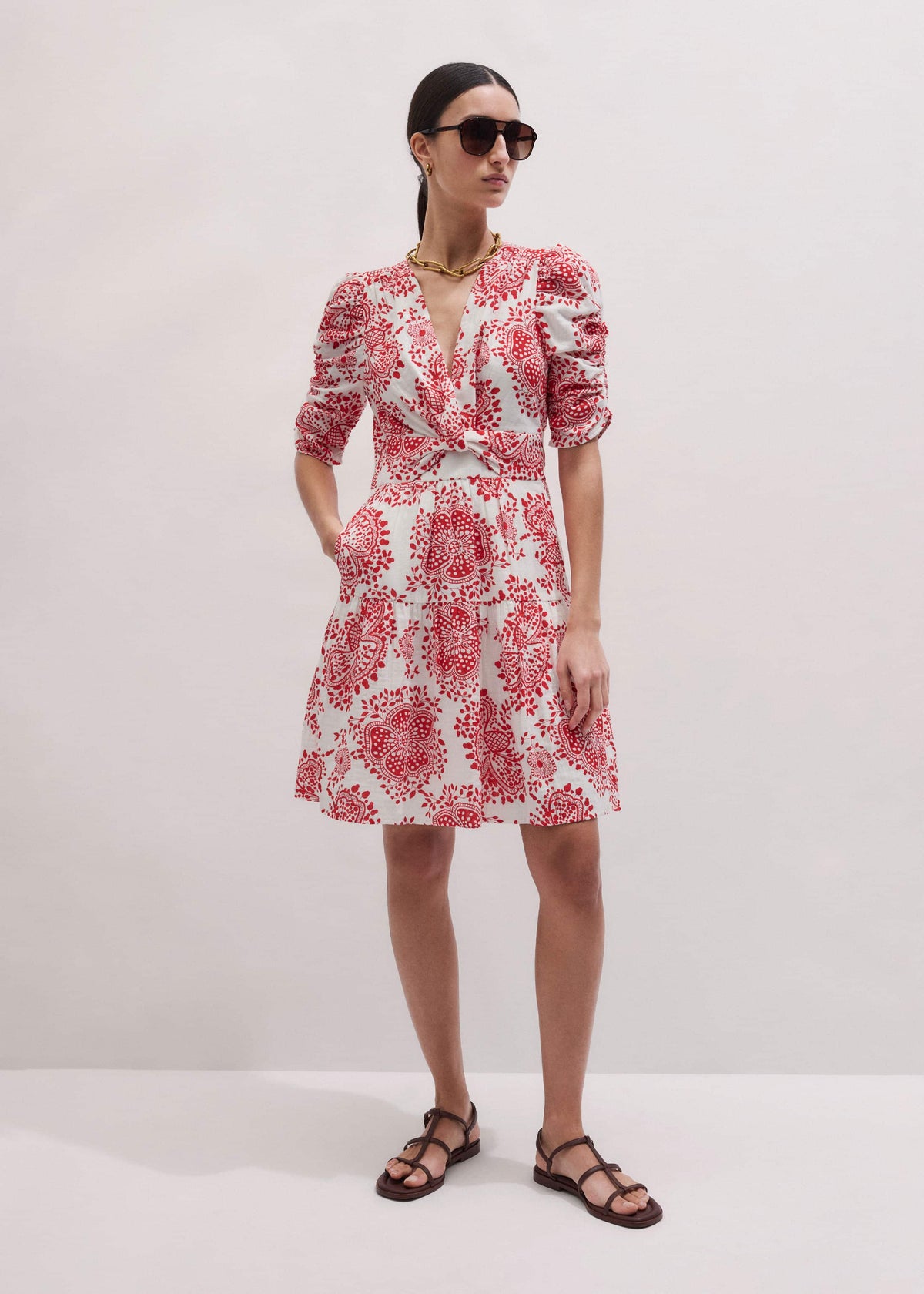 White Cheesecloth Fit + Flare Short Dress | ME+EM Clothing