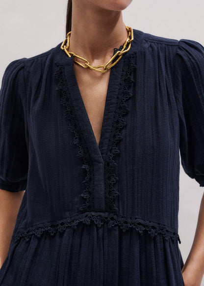 Navy Cheesecloth Short Swing Dress | ME+EM Clothing
