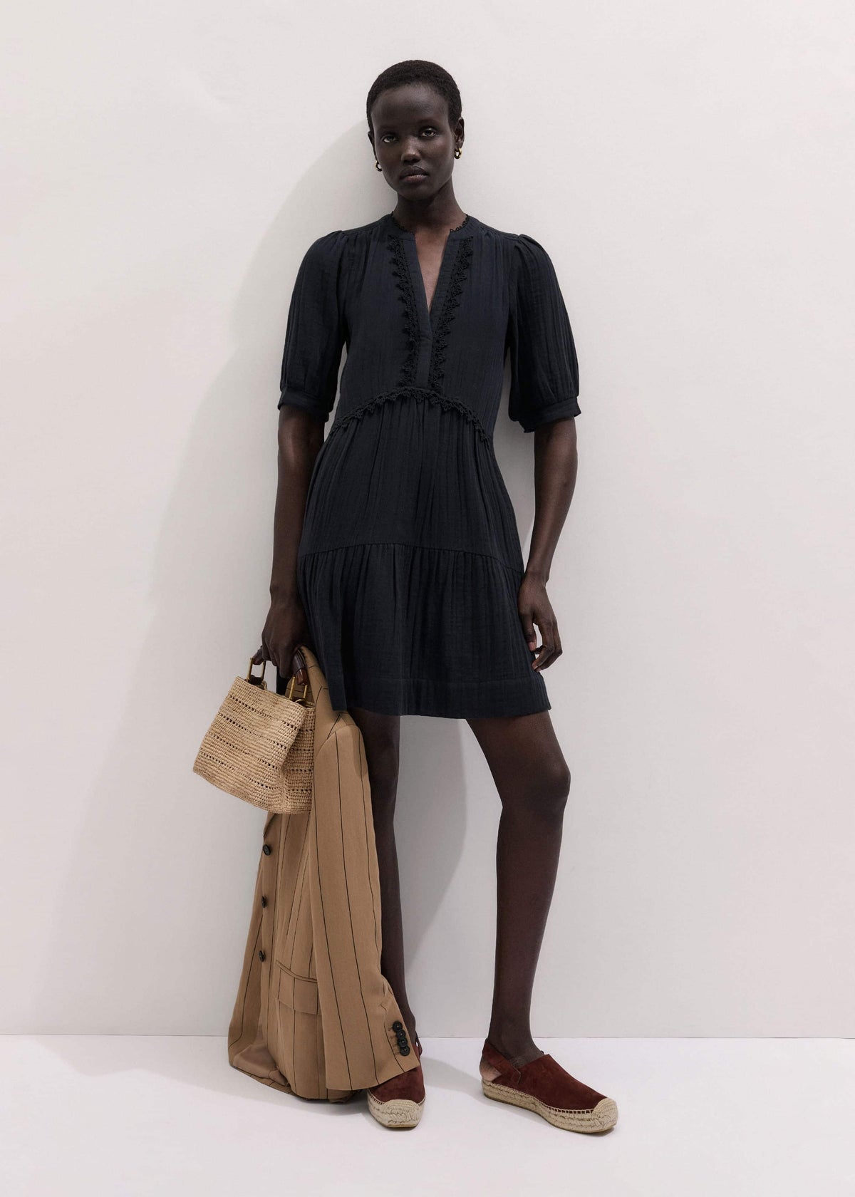 Navy Cheesecloth Short Swing Dress | ME+EM Clothing